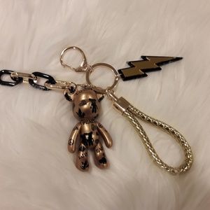 Popobe Big Gold Teddy Bear Keychain Bag Charm